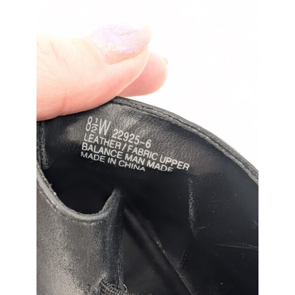 Aerosoles Black Leather Pull On Ankle Square Toe Block Heel Boots Size 8.5 W - Picture 7 of 12